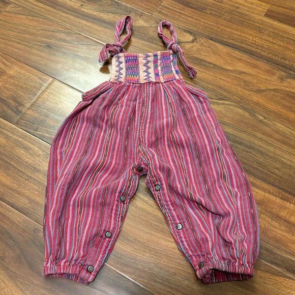 Kids vintage boho earthy woven overalls - Picture 1 of 5